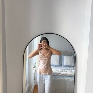 Amanda Uprichard Beige Satin Blouse